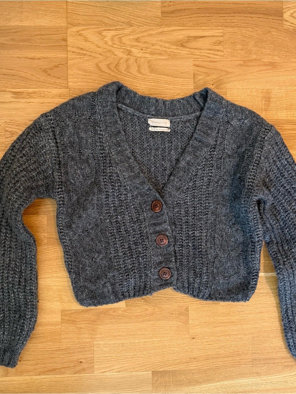 Urban Outfitters Charcoal Cable Knit Button Cardigan - Picture 3 of 11